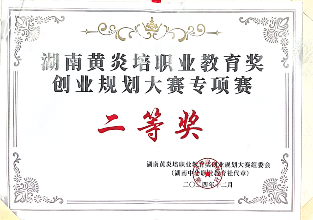 湖南省黄炎培职业教育奖创业规划大赛专项赛二等奖.png