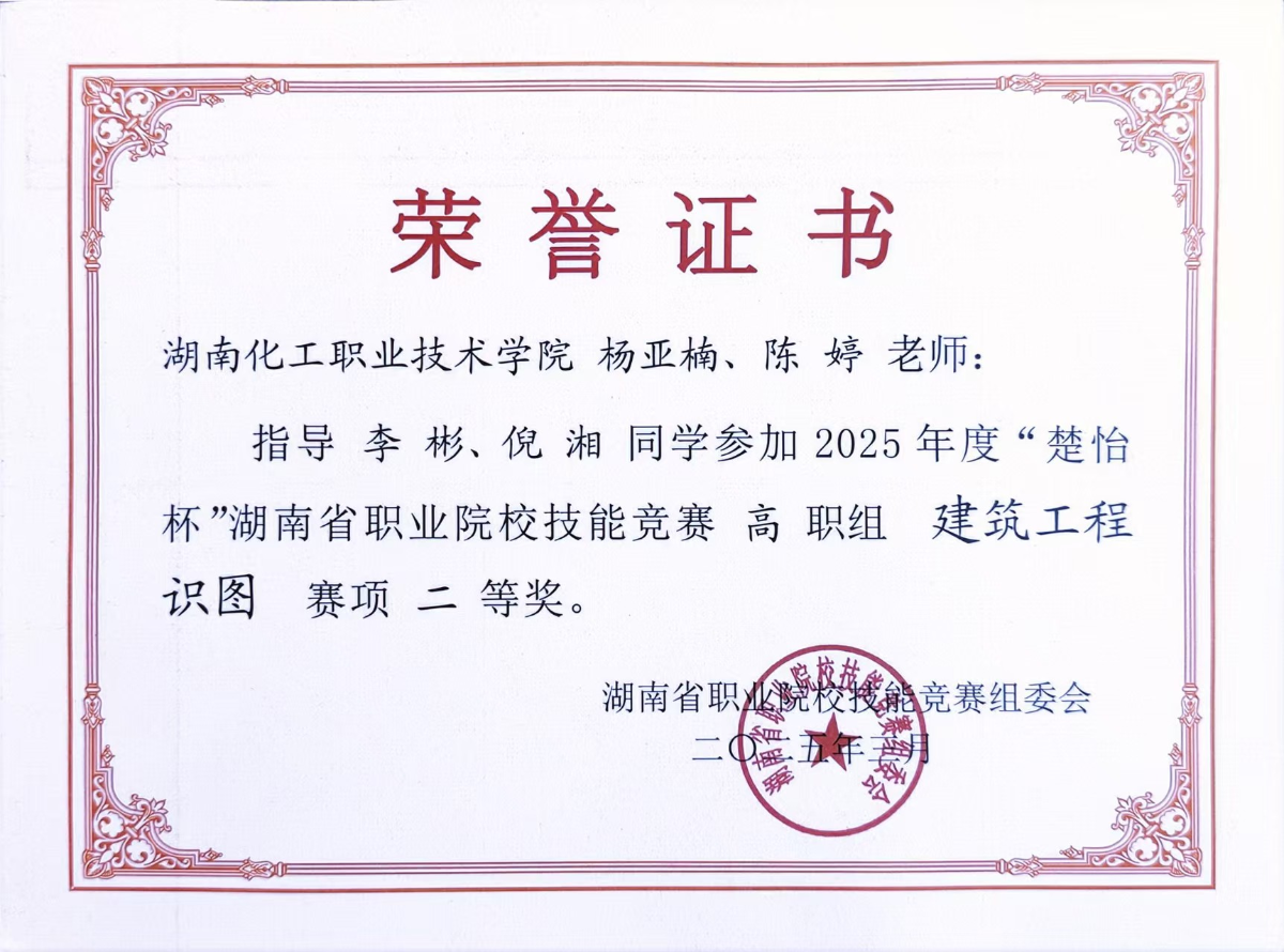2025年度“楚怡杯”湖南省职业院校技能竞赛高职组建筑工程识图赛项二等奖指导教师.png
